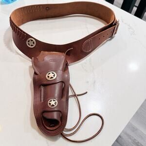 Vintage HUNTER Western Star Concho Leather Gun Holster Ammo Belt Large 39-35”